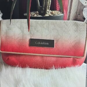 Calvin Klein Red and Cream Ombre Clutch Bag